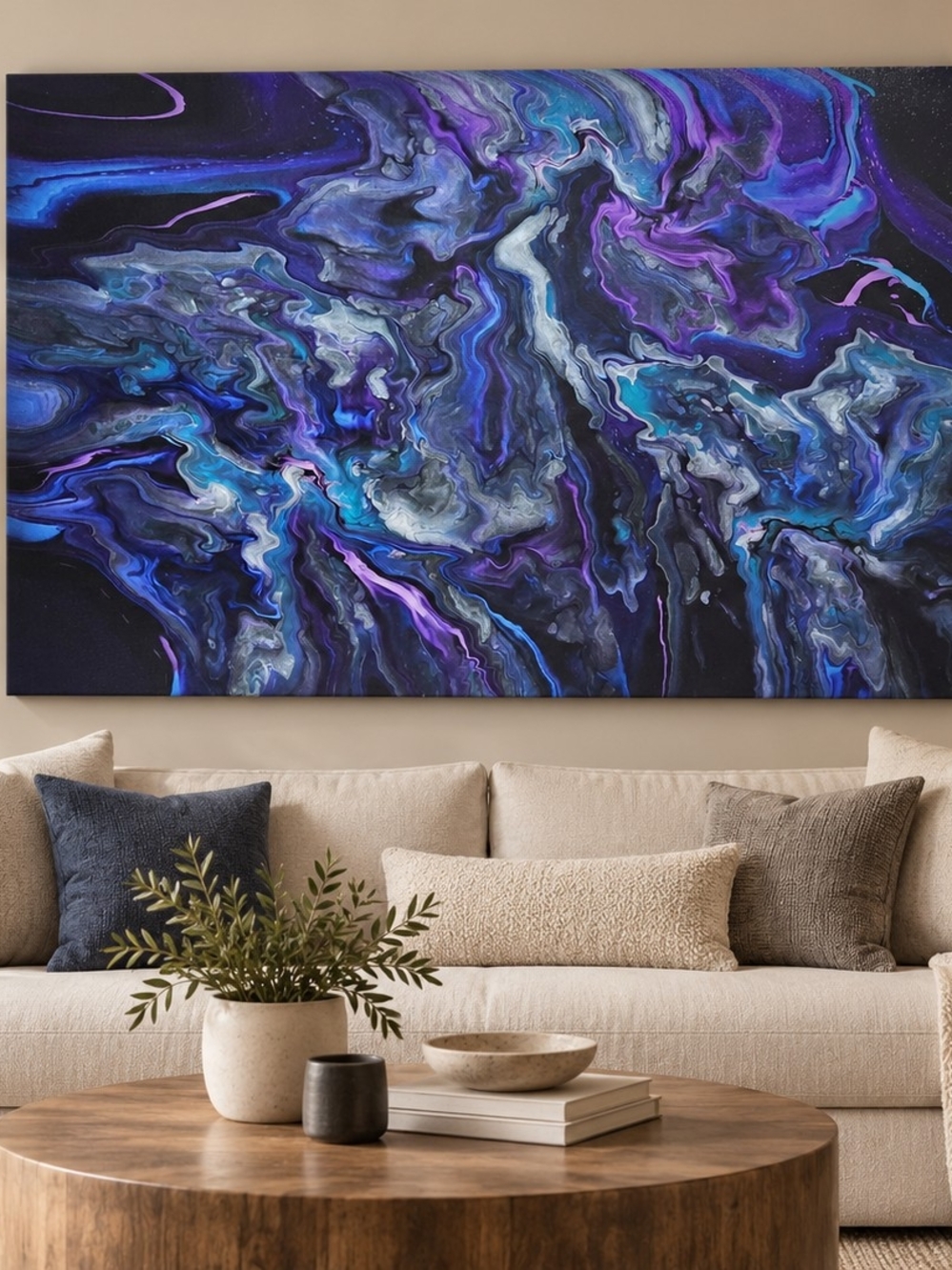 Abstract Oceanic Flow Wall Art - Blue & Purple